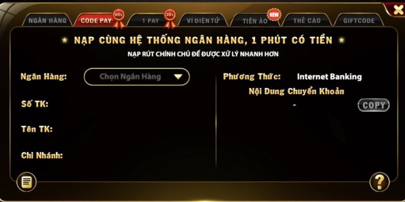 Mọi người có thể nạp tiền Hitclub thông qua code pay